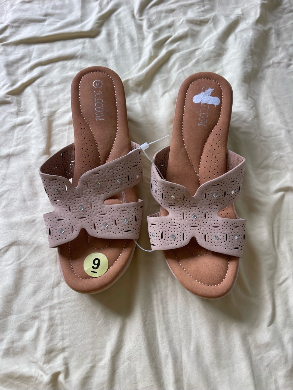 a new day Blush Pink Laser-Cut Slide Mules